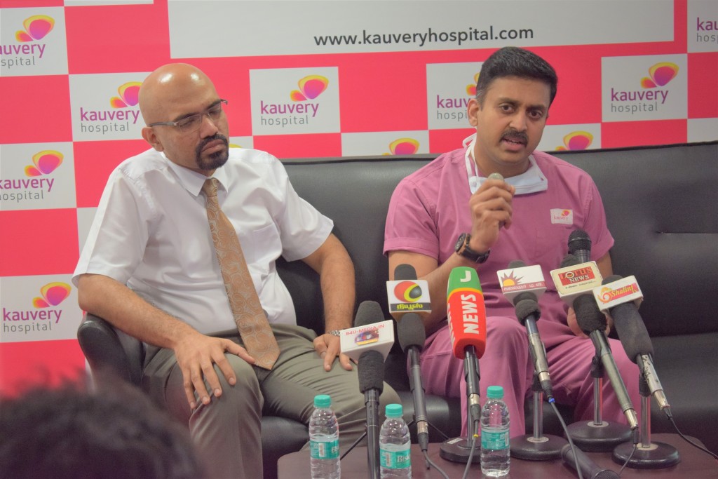 Photo Caption (Left to right) Dr. Iyappan Ponuswamy, Chief Radiologist at Kauvery Hospital and Dr. A.B. Gopalamurugan, Chief Cardiologist at Kauvery Hospital.