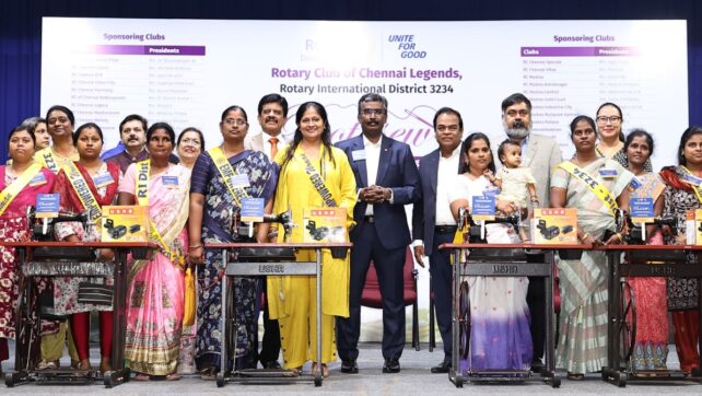 Rotary Club of Chennai Legends and Rotary District 3234 Donate 225 Sewing Machines to Women
